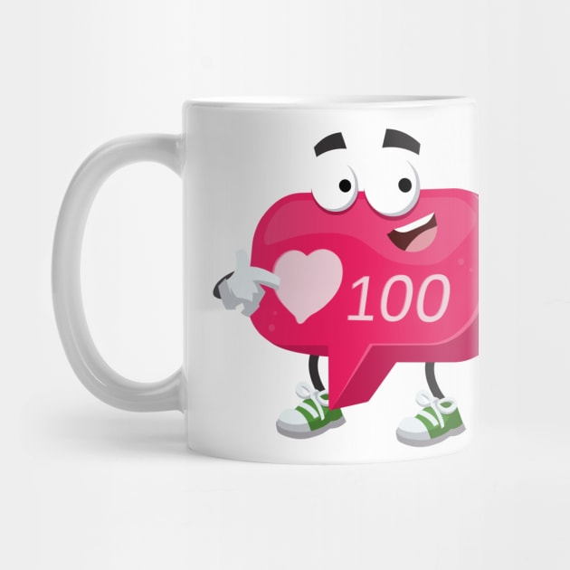 cartoon follower like Icon of social media notification, 100 likes mascot showing himself by VizRad